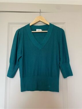 The Reset Teal V-Neck Sweater
